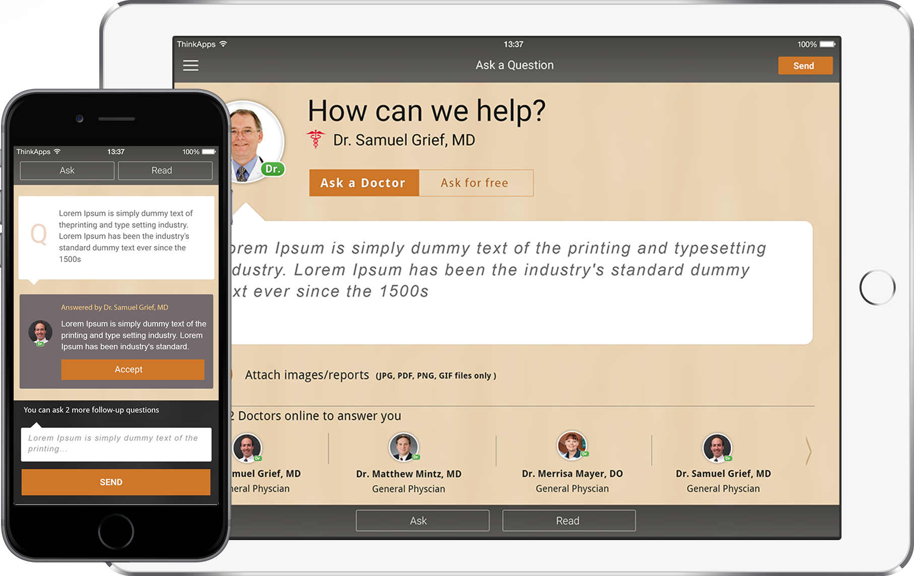 ask a doctor mobile app on phone and tablet
